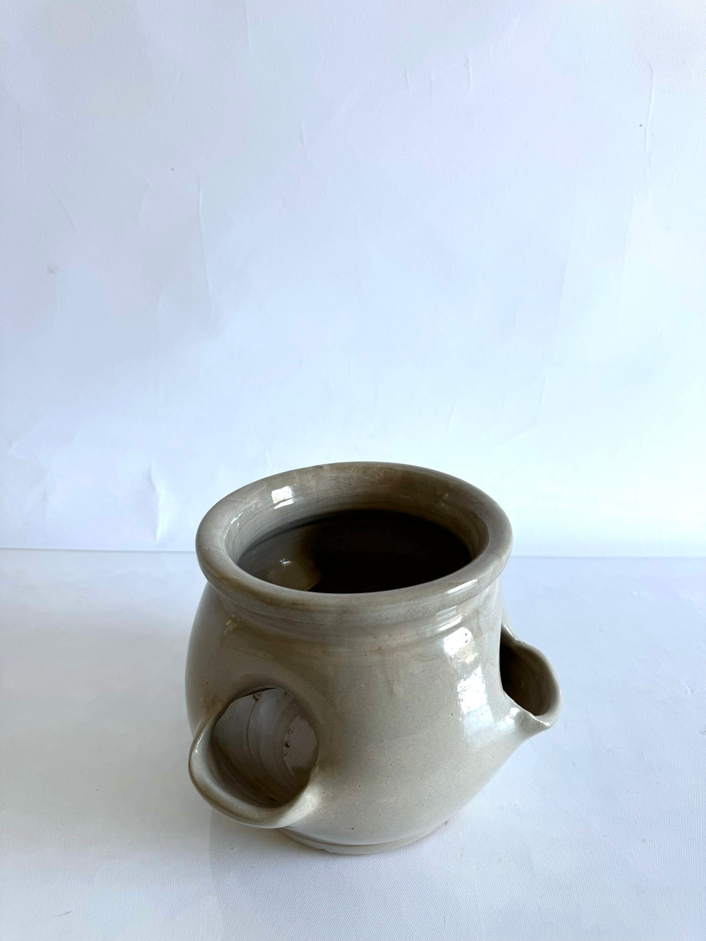 Glazed Terracotta planter | vintage sunroom decor | 3 side open spouts
