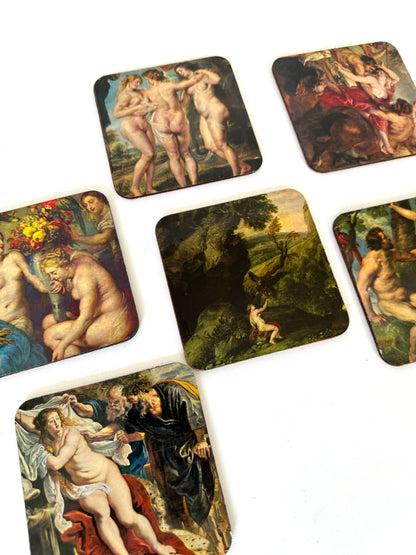 Renaissance Era style coaster set | vintage barware decor | Set 6