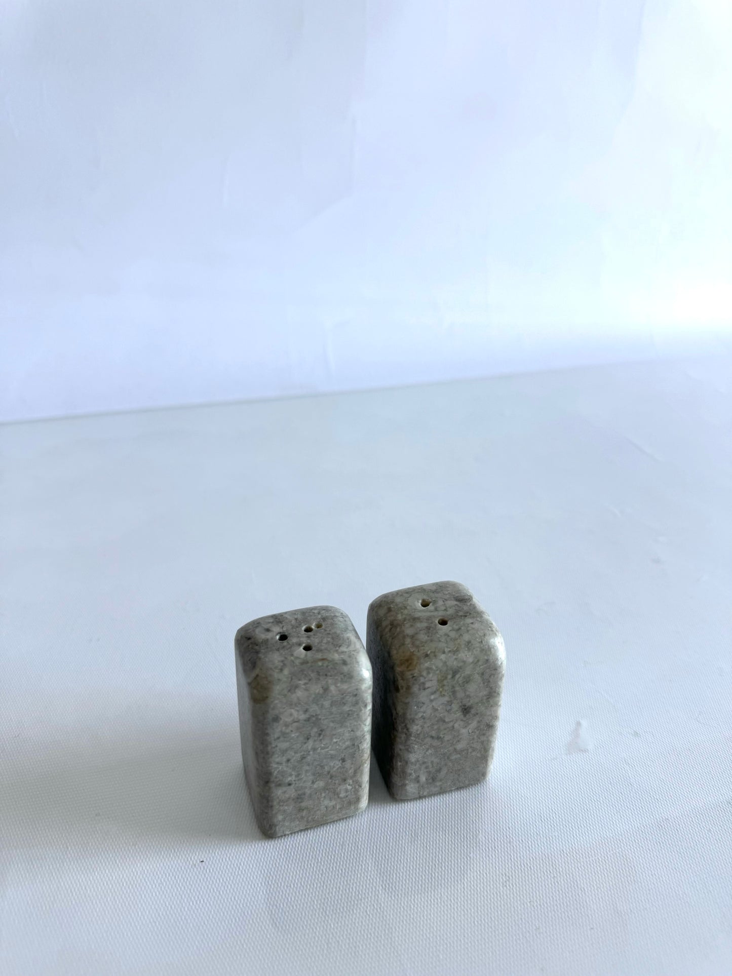 Vintage MCM marble salt + pepper shaker set