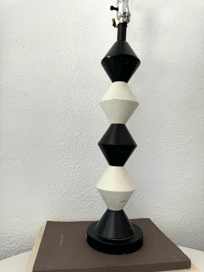 Black + white metal Art deco table lamp