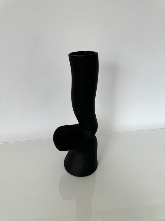 Black ceramic squiggle | abstract vase