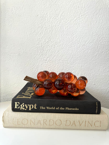 Peachy toned lucite grape cluster + wood stem