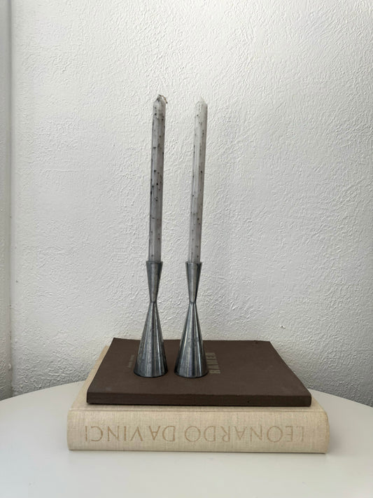 Modern style chrome candlestick holders | Set 2