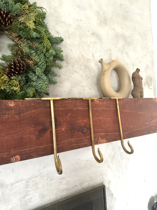 Set of 6 solid Brass sleigh stocking holders
