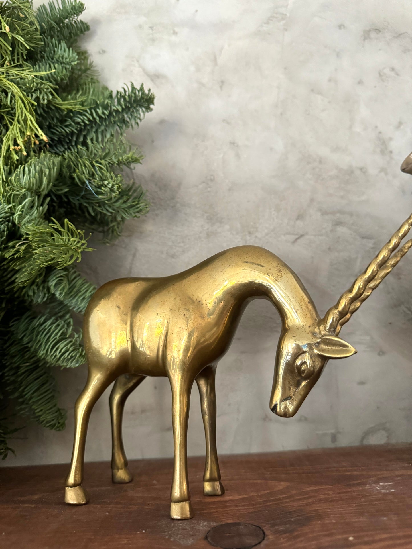 Brass Gazelle figurine shelf decor | Christmas decor