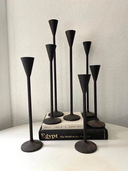 Vintage metal taper candlestick holders | Set 7