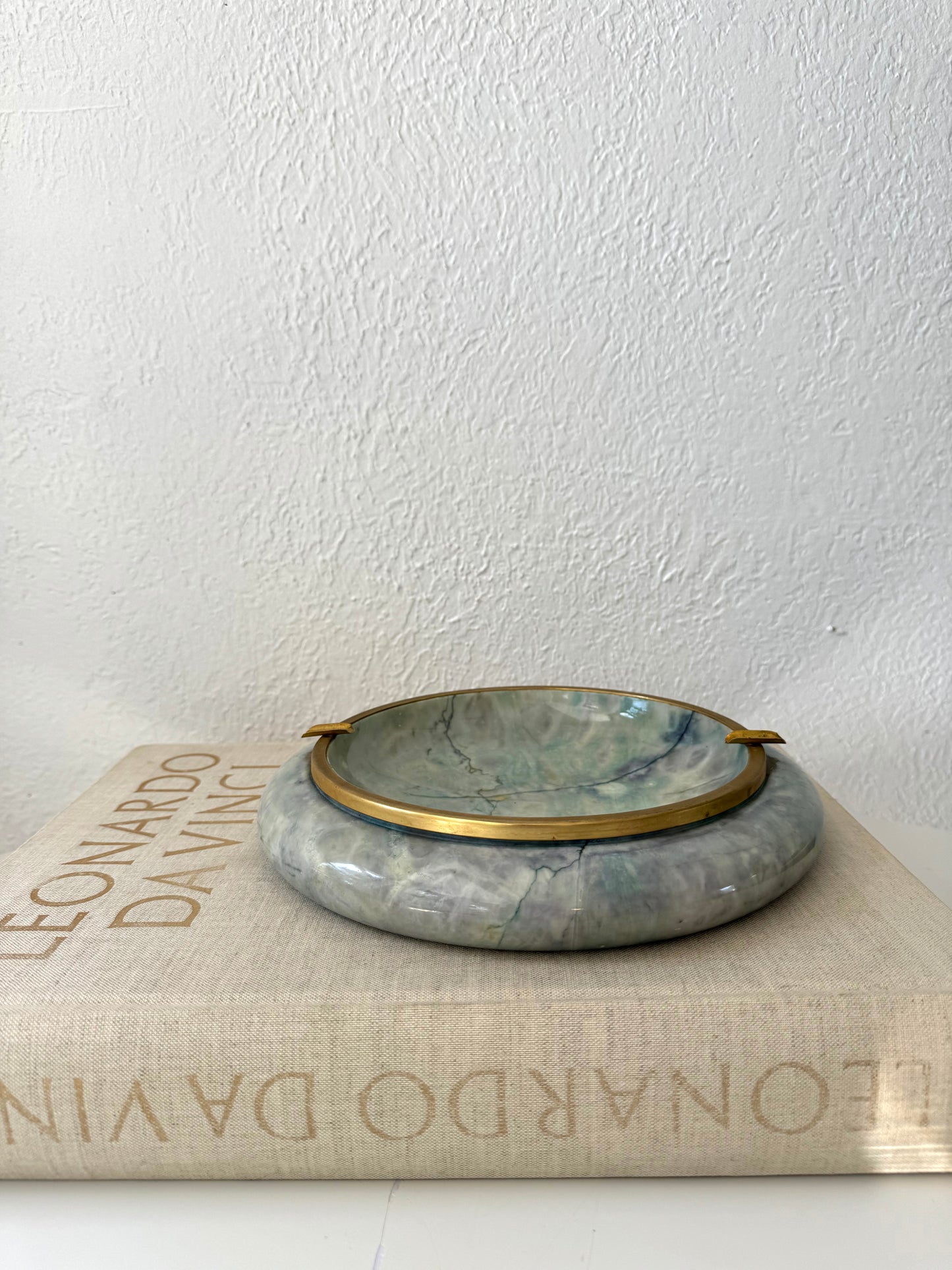 MCM XXL Italian Art Deco marble + brass ashtray | Large catchall | Made in Italy