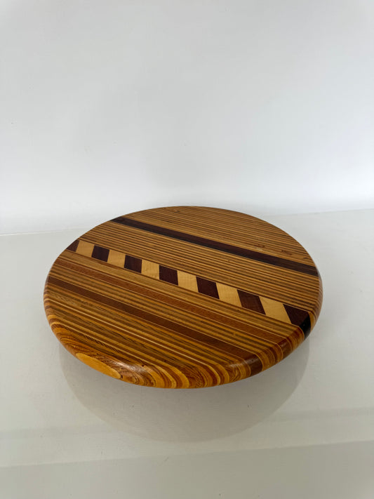 Multi wood grain lazy Susan charcuterie board | movable serving tray