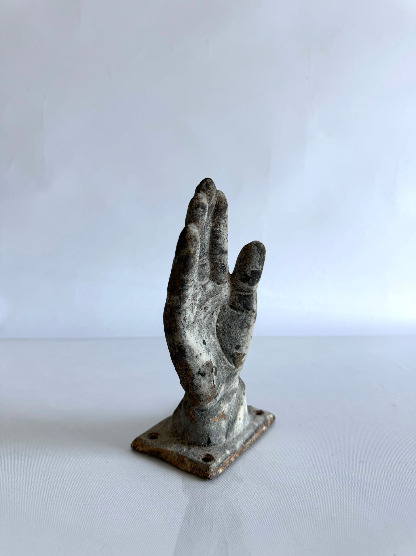 Cast iron hand wall hanging sculpture | vintage bathroom art