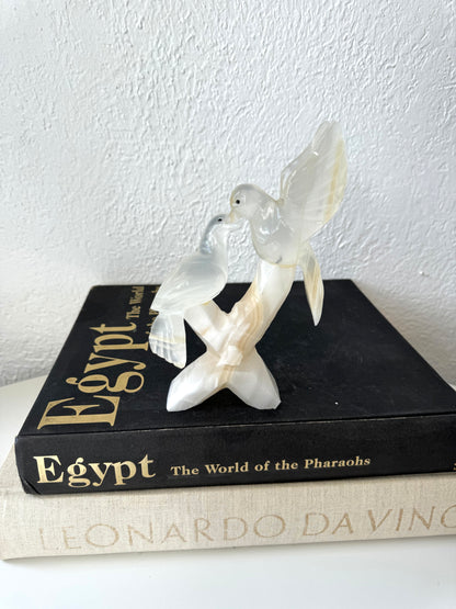 White onyx hand-carved love bird sculpture | Initiated 1994