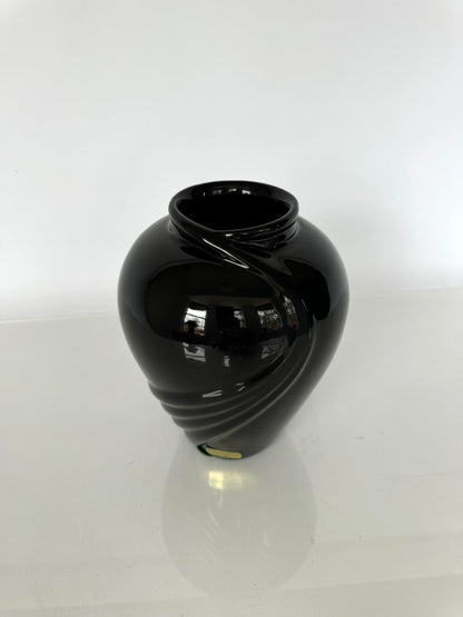 Art Deco Haeger glazed black swirl vase