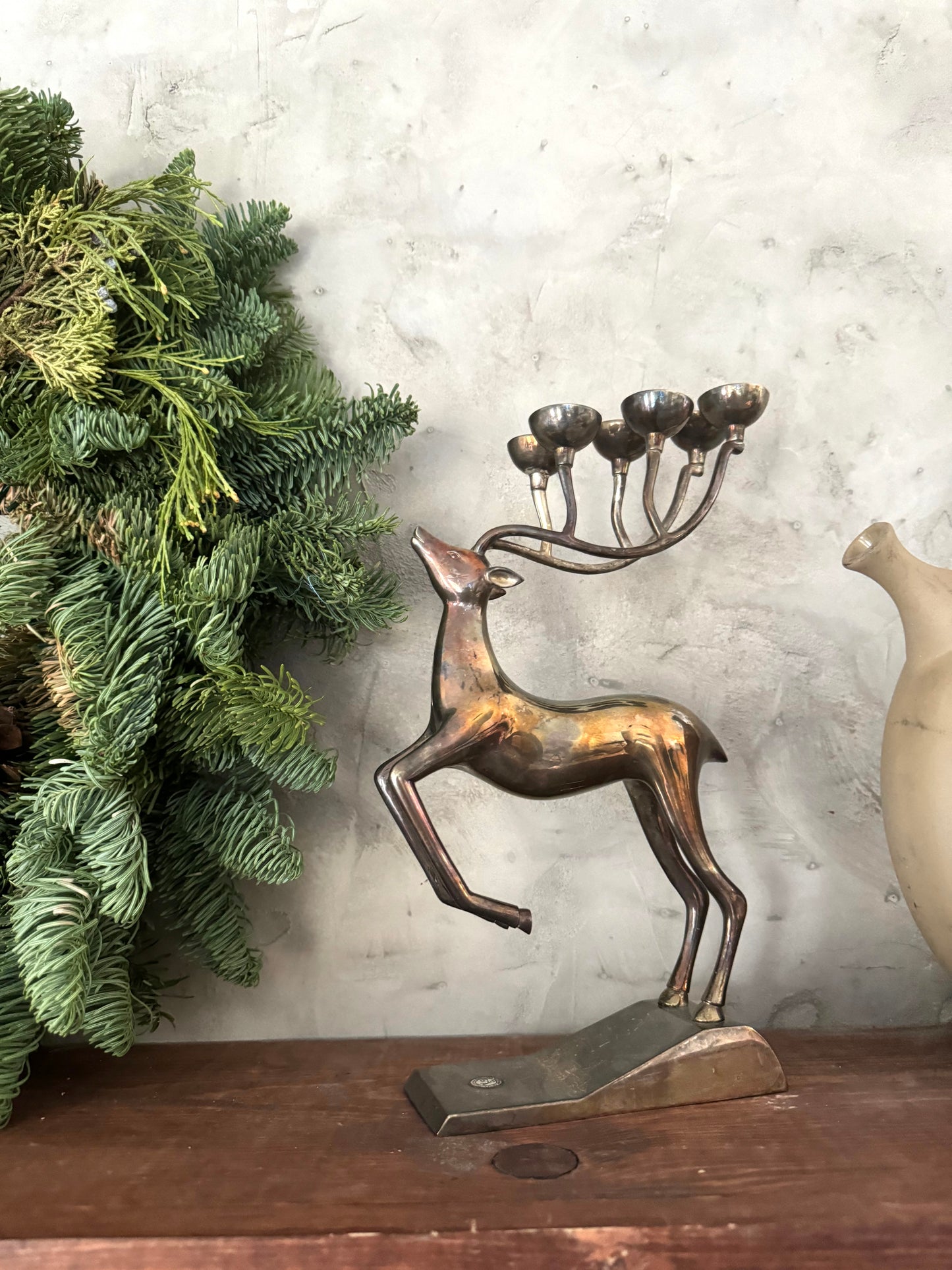 VTG silver Christmas Reindeer candle holder | Christmas decor