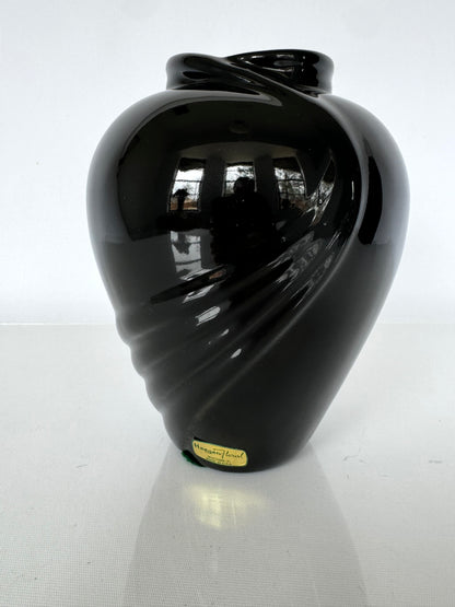 Art Deco Haeger glazed black swirl vase