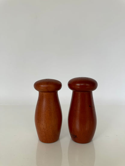 Dansk mushroom shaped wood salt + pepper shakers | Set 2