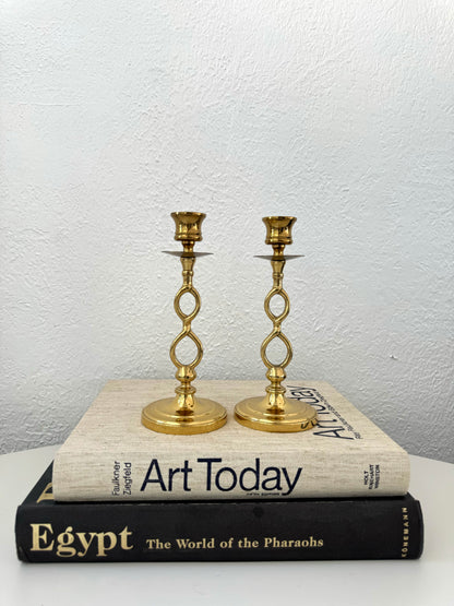 Regency style brass + acrylic chandelier candlestick holders | Set 2