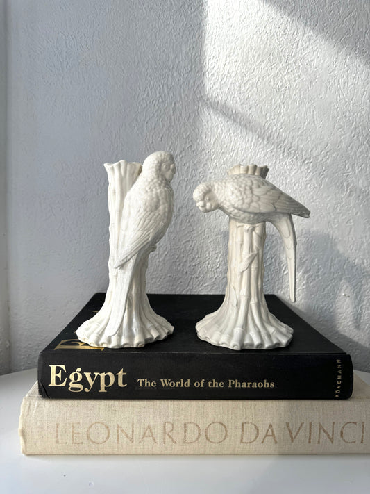 Fitz & Floyd parrot + bamboo candlestick holders | Set 2