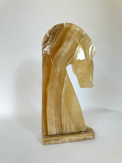 XXX~Large Onyx Trojan horse head | stone fireplace decor | Large onyx bookend