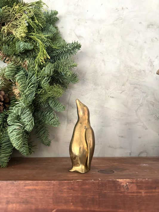 Brass Penguin figurine | brass shelf decor