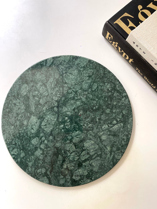 Green marble trivet | round marble riser