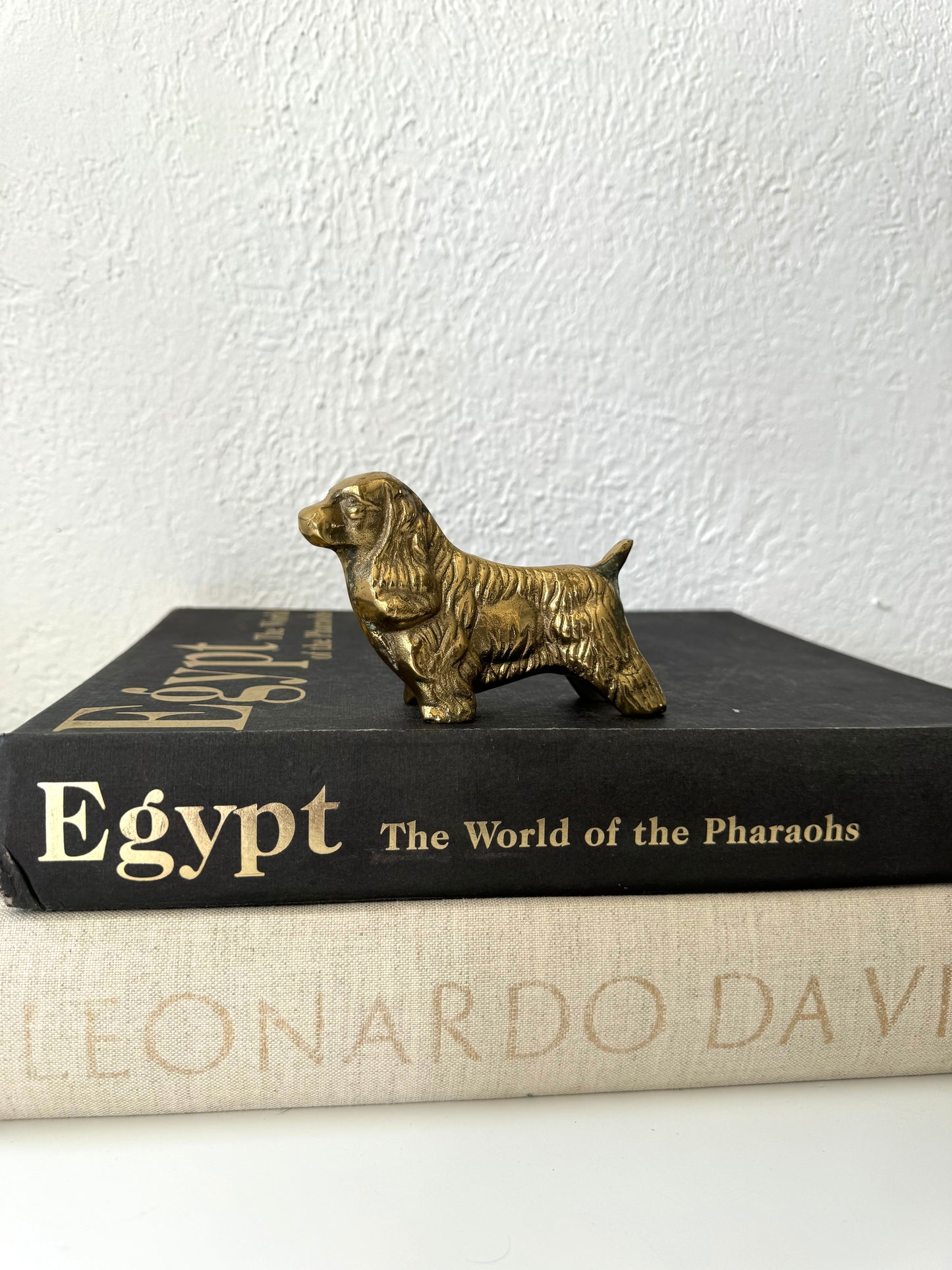VTG brass cocker spaniel dog figurine | brass office paperweight