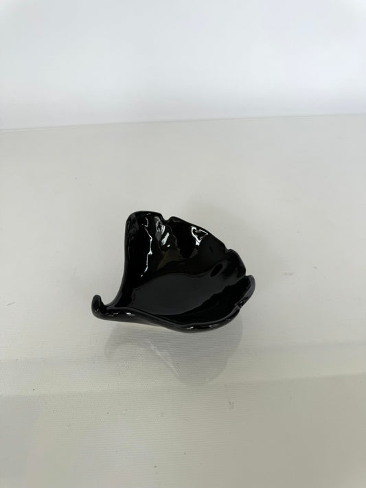 Glazed black Art Deco catchall | ashtray | vintage barware decor