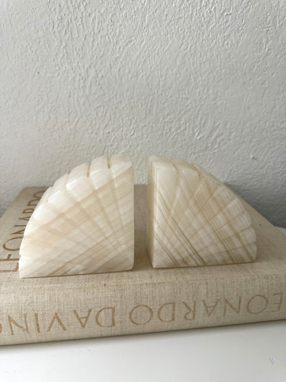 Onyx Art Deco style fan shaped bookends | Set 2