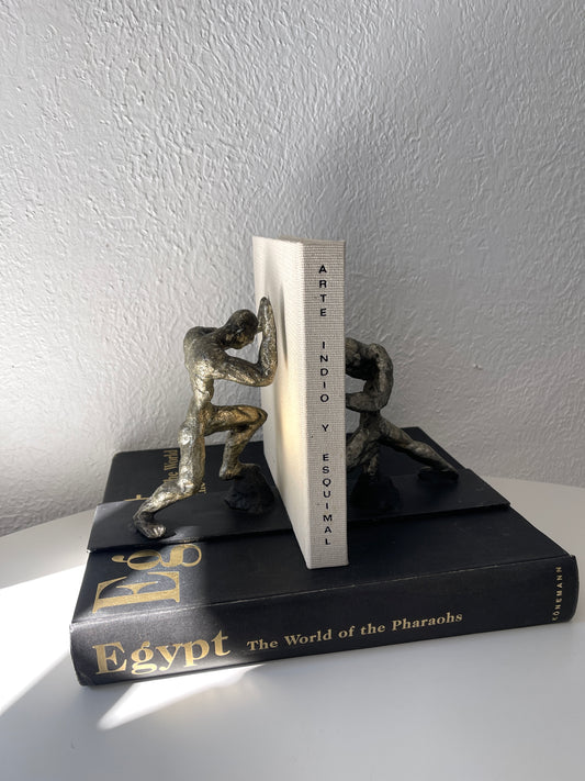 Sculptured metal men bookends | Set 2 | Library shelf decor