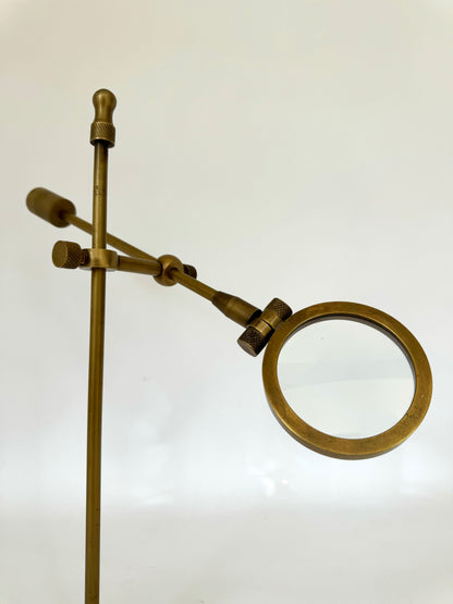 Solid Brass industrial | adjustable desktop magnifying glass | vintage office decor