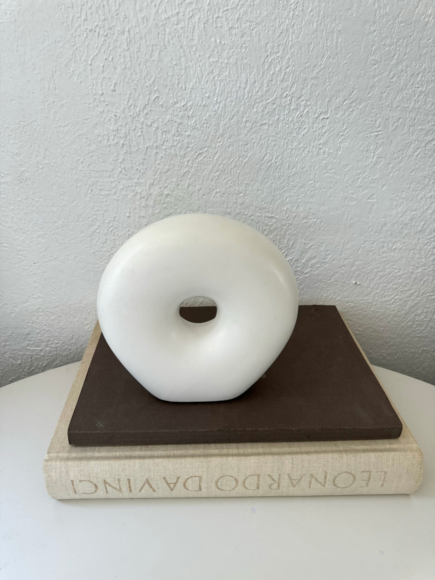 White round minimalist ceramic sculpture