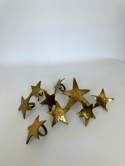 Vintage brass star napkin rings | Set 9