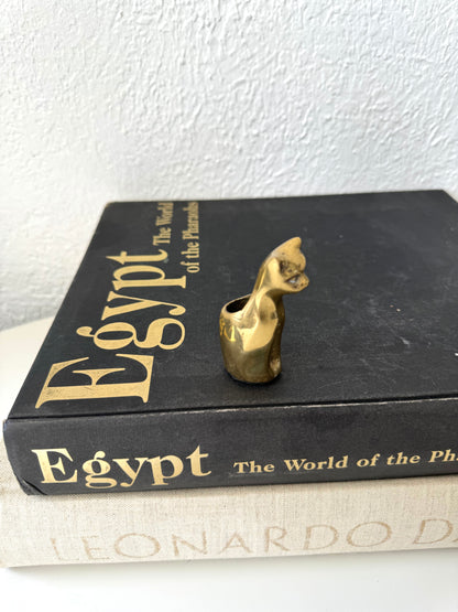 MCM brass cat mini bud vase | Brass figurine