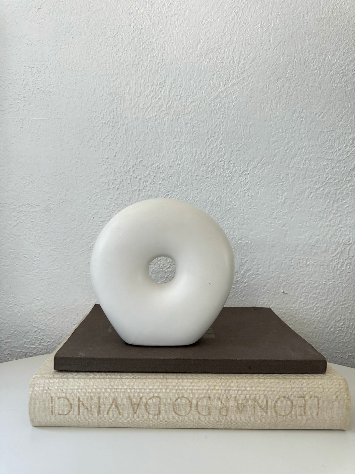 White round minimalist ceramic sculpture