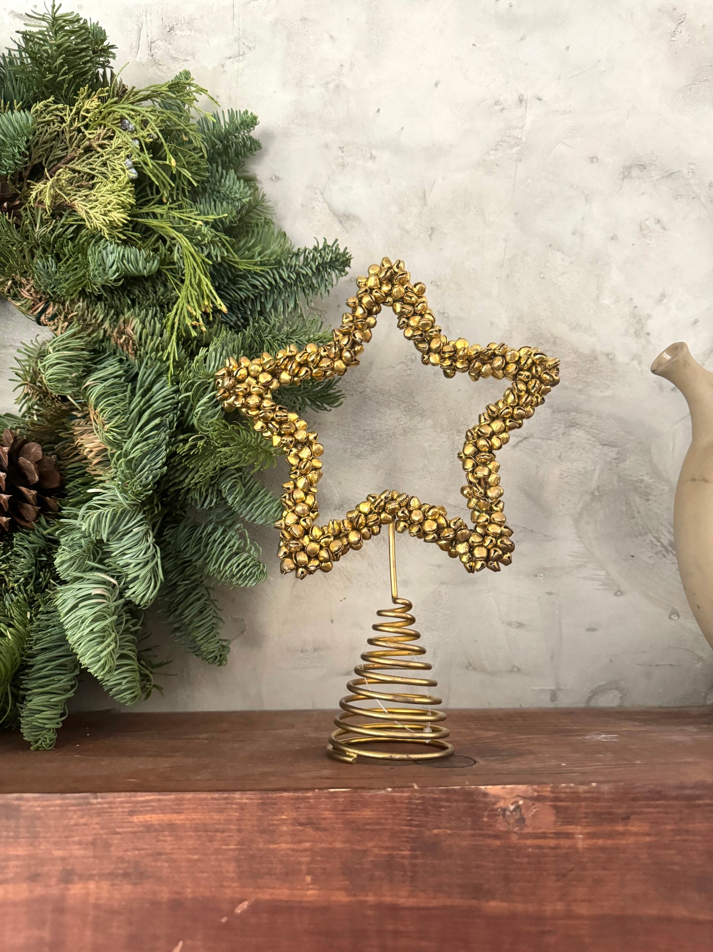Brass small bell cluster star shaped tree topper