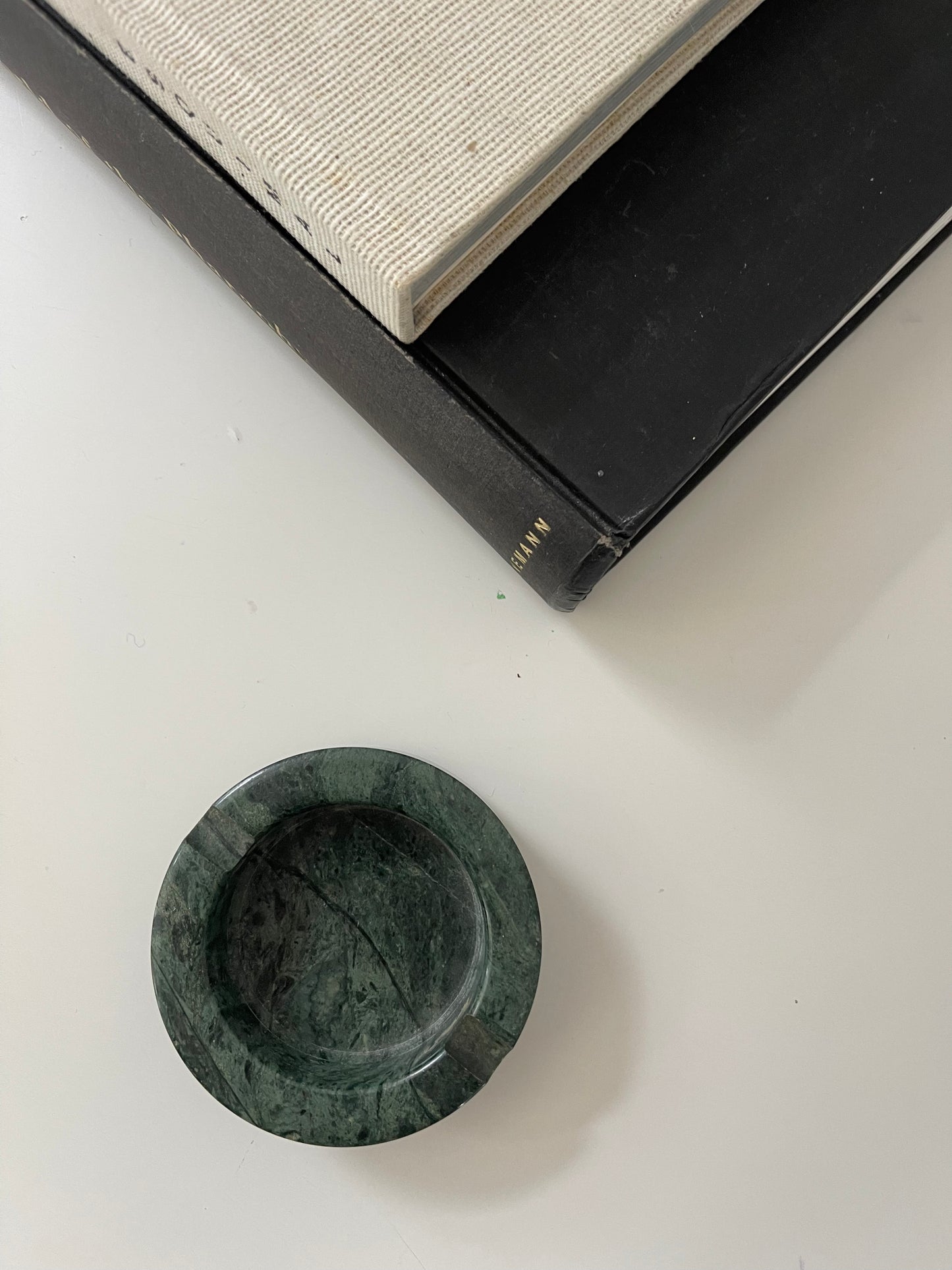 Vintage MCM green marble ashtray | marble catchall