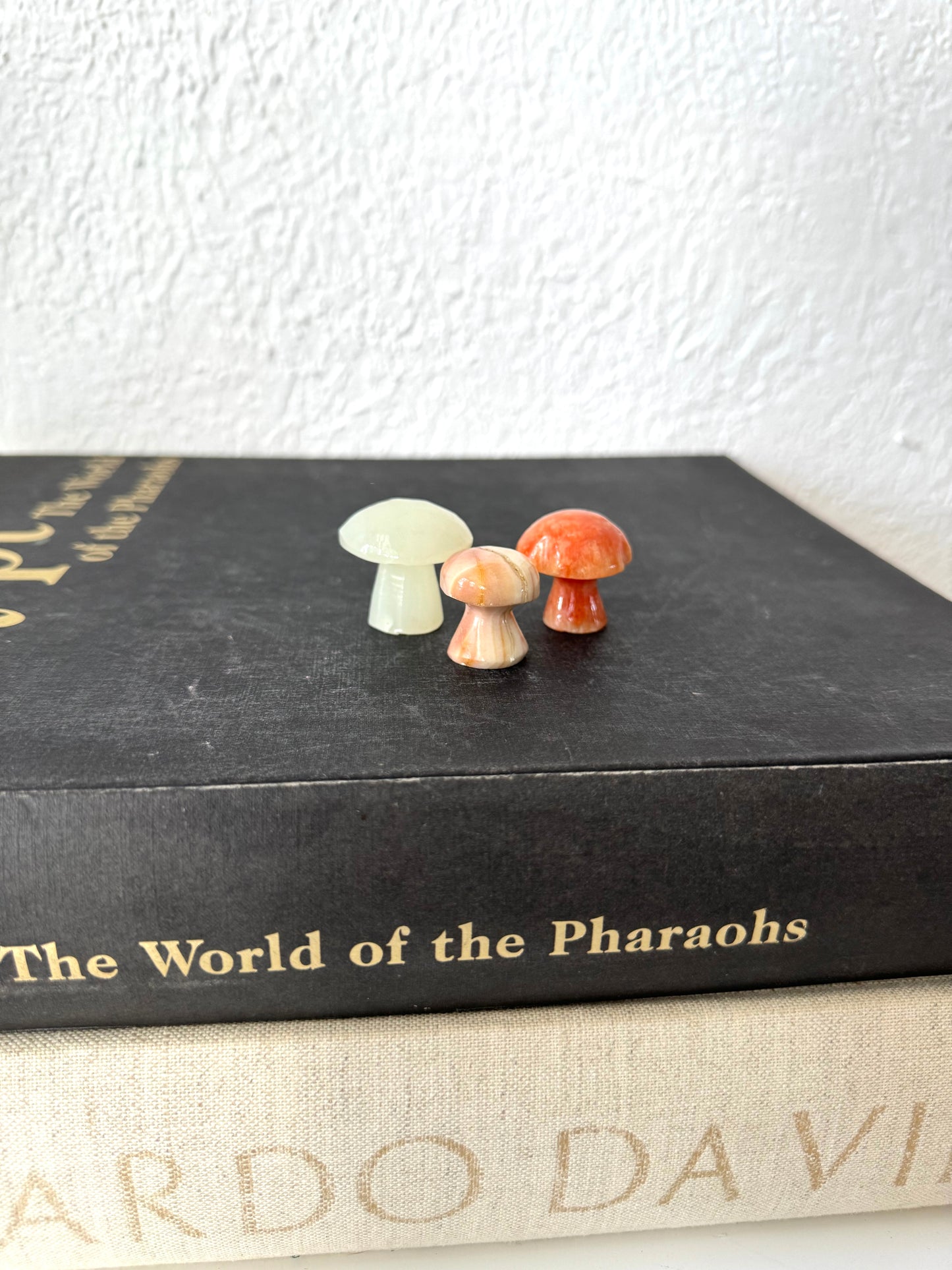 Solid marble | natural stone mini marble carved mushrooms | Set 3