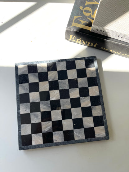 Vintage marble chess | checkers board | decor trivet | pieces not included