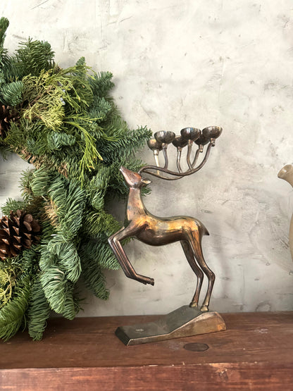 VTG silver Christmas Reindeer candle holder | Christmas decor