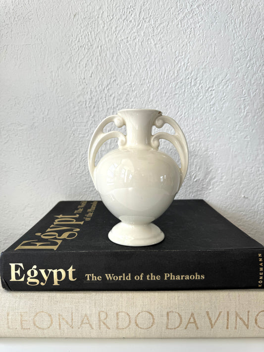 Art Deco ceramic glazed white vessel / vase
