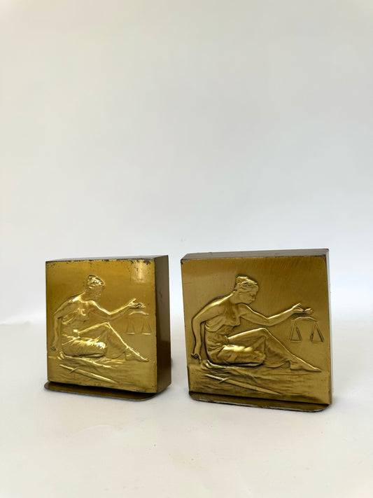 Lady of justice gold metal cast bookends | Set 2