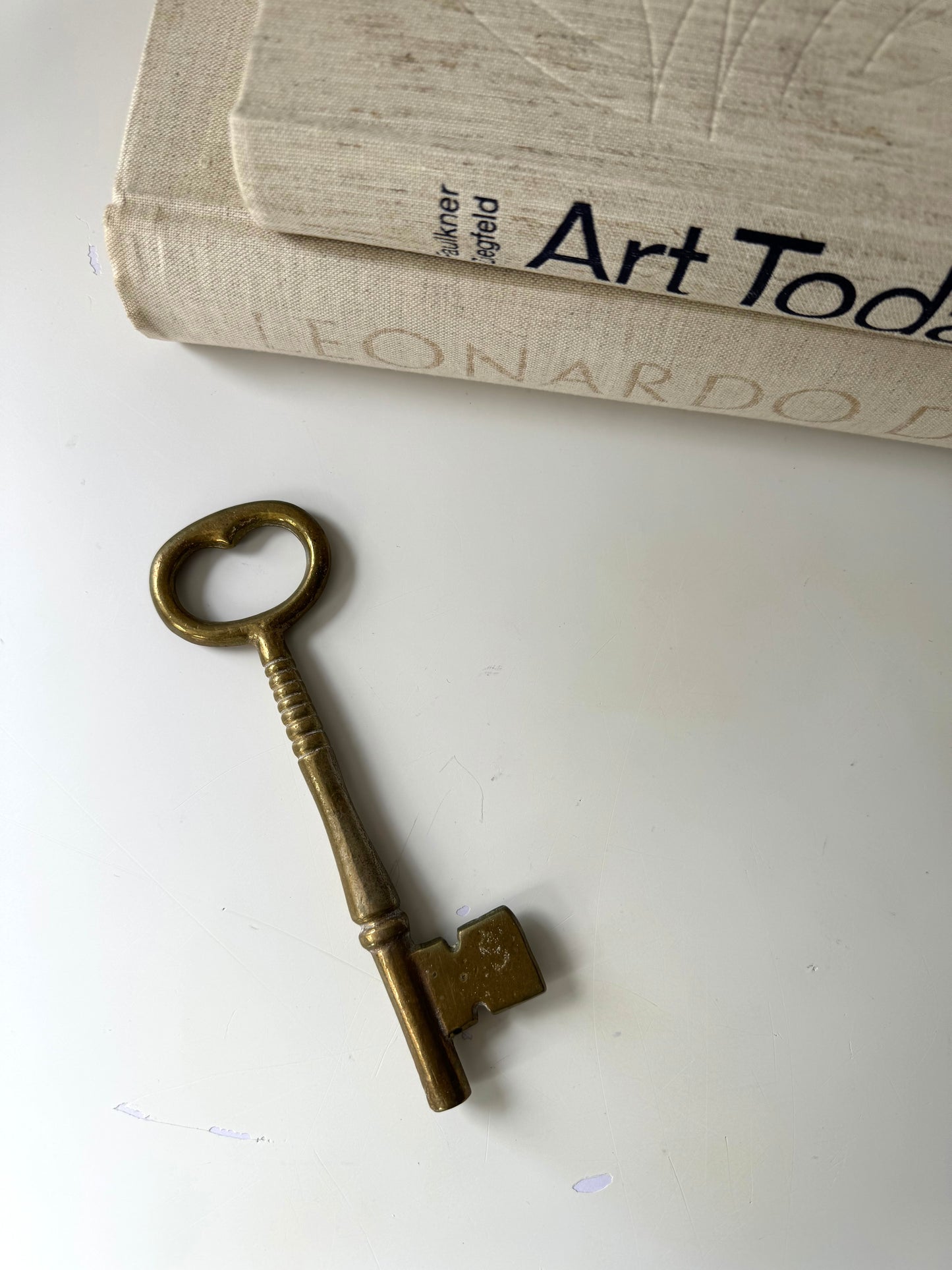 Large solid brass skeleton key decor | office paperweight