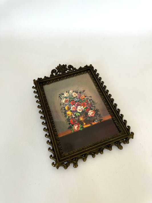 MCM Venetian floral still life print ornate framed wall art