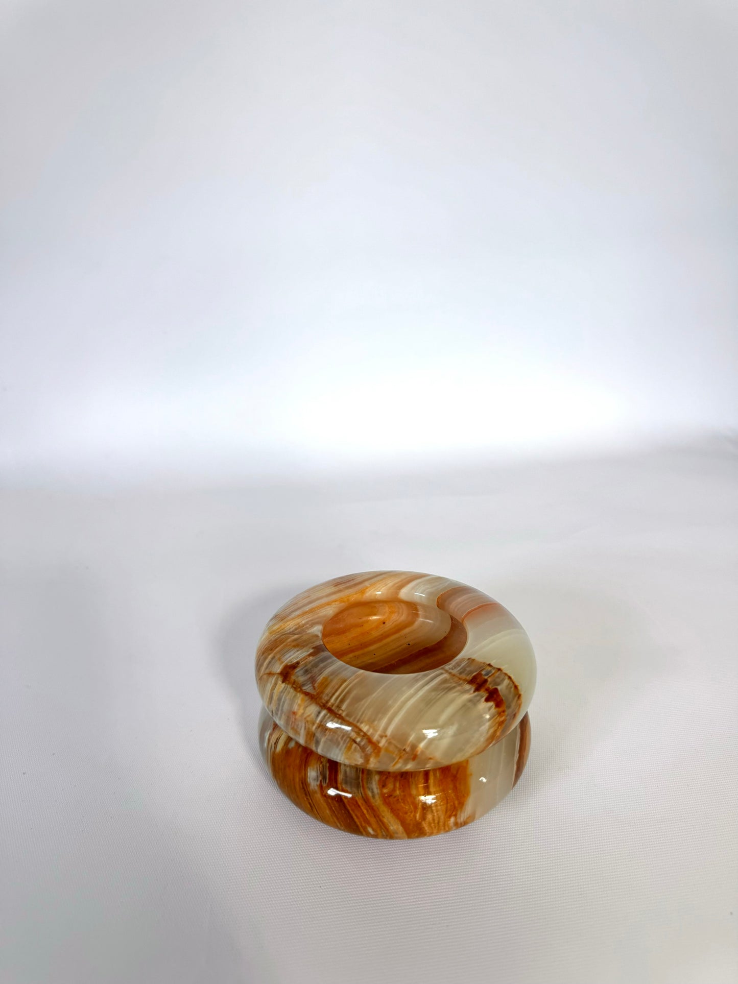 Art Deco round onyx stacking ashtrays | catchalls | Set 2