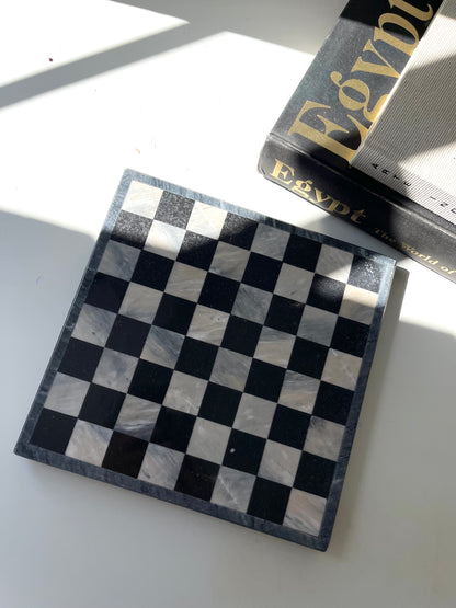 Vintage marble chess | checkers board | decor trivet | pieces not included