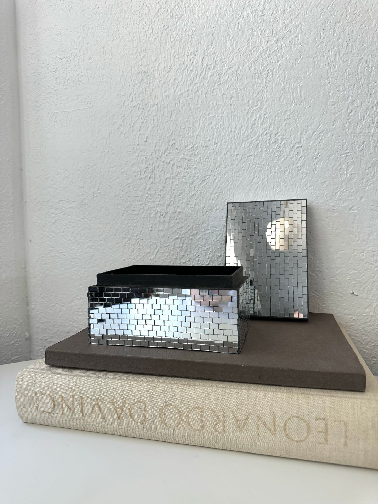 Disco lidded catchall | mirror mosaic lidded vanity box