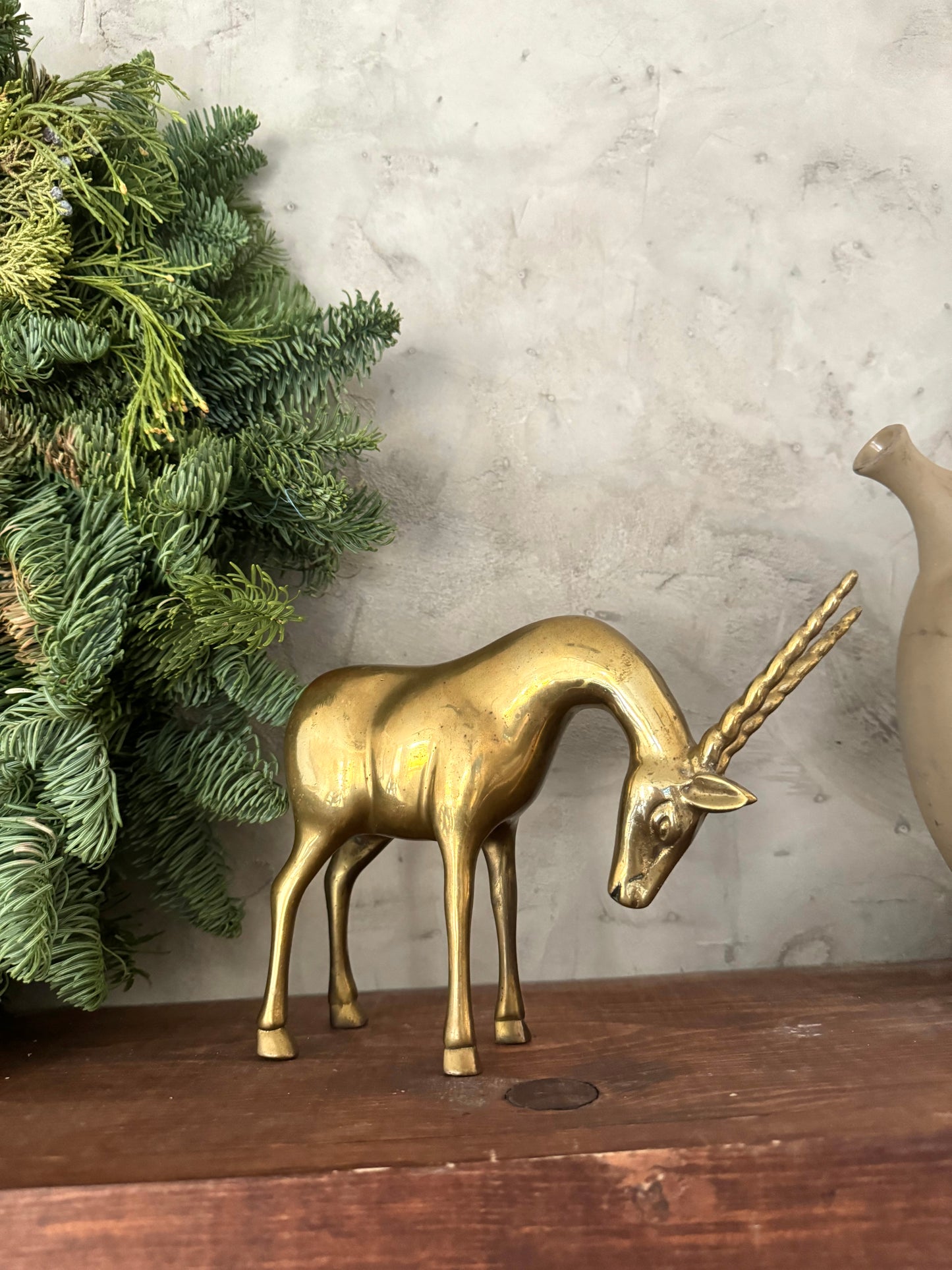 Brass Gazelle figurine shelf decor | Christmas decor