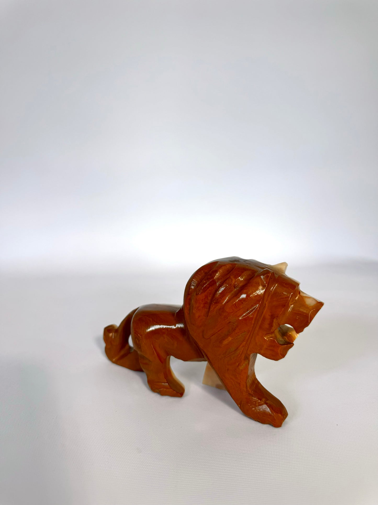 Hand carved marble lion statue | stone bookshelf decor