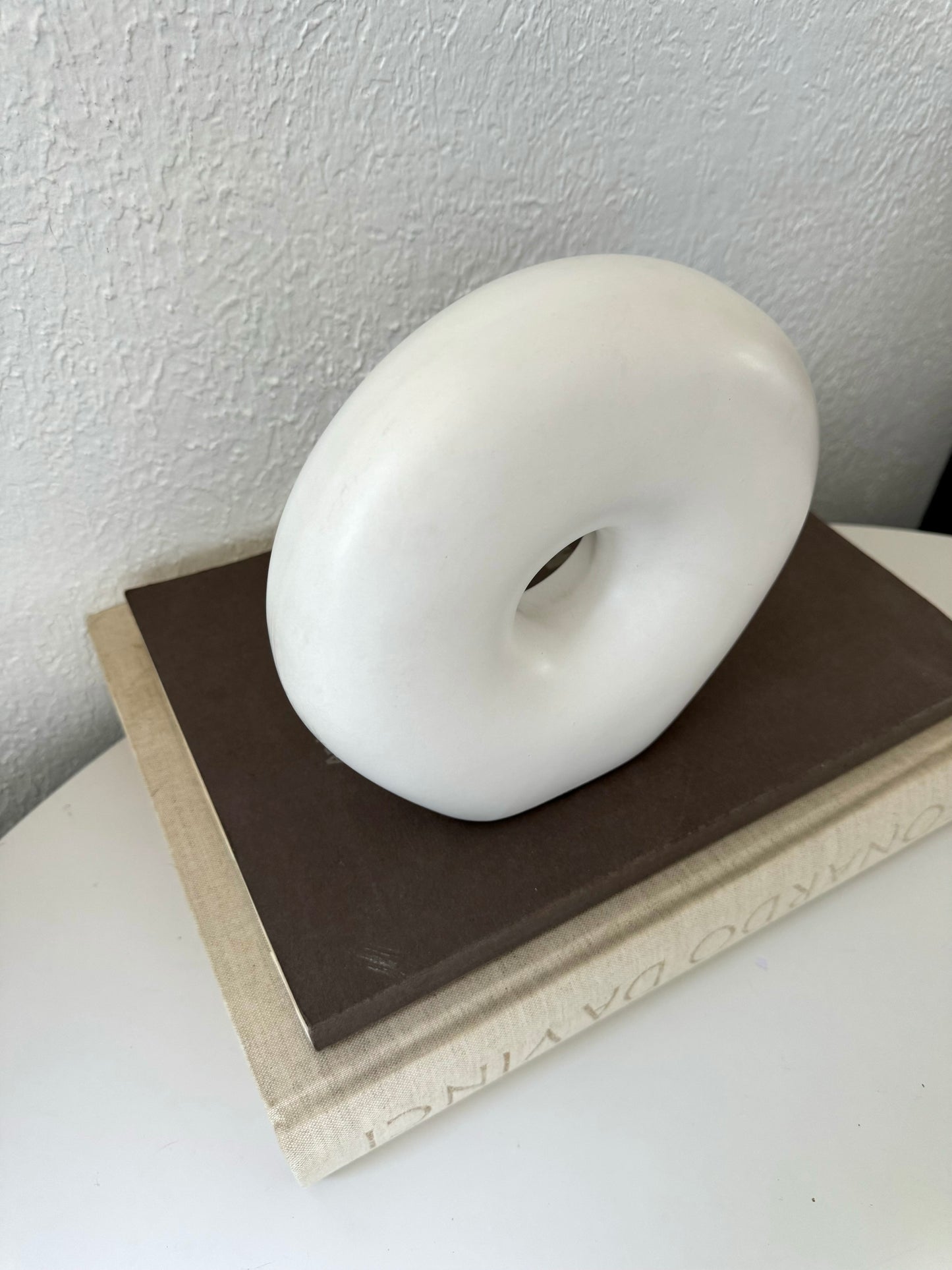 White round minimalist ceramic sculpture