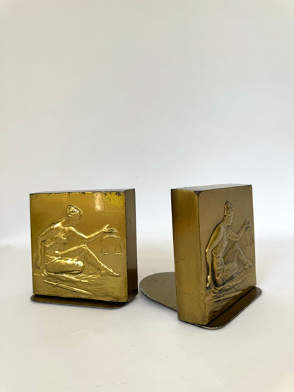 Lady of justice gold metal cast bookends | Set 2