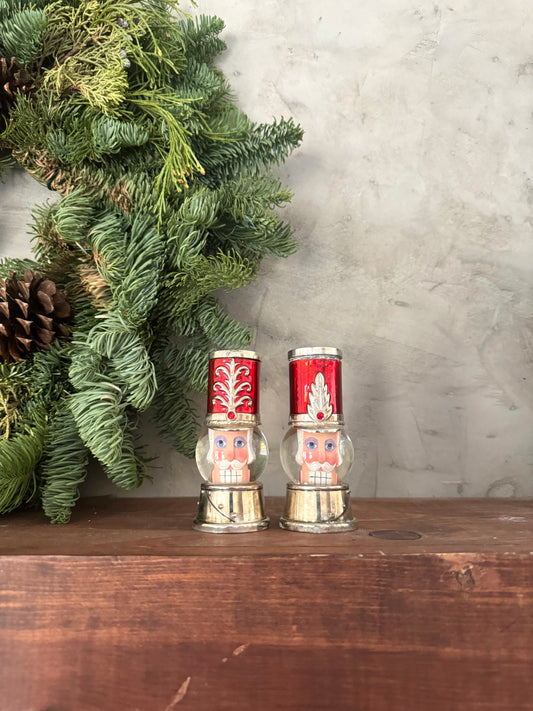 Nutcracker snow globe salt + pepper shaker set | Kitchen Christmas decor