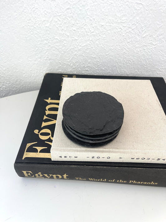 Black slate coaster set | barware decor | Set 4